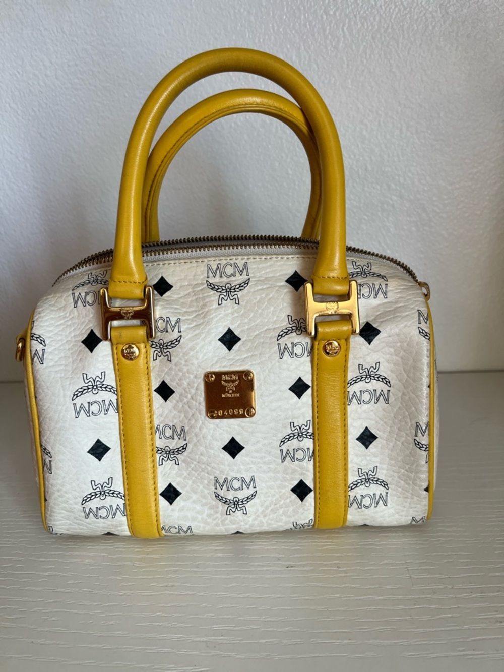 MCM Visetos Boston Nano Bag